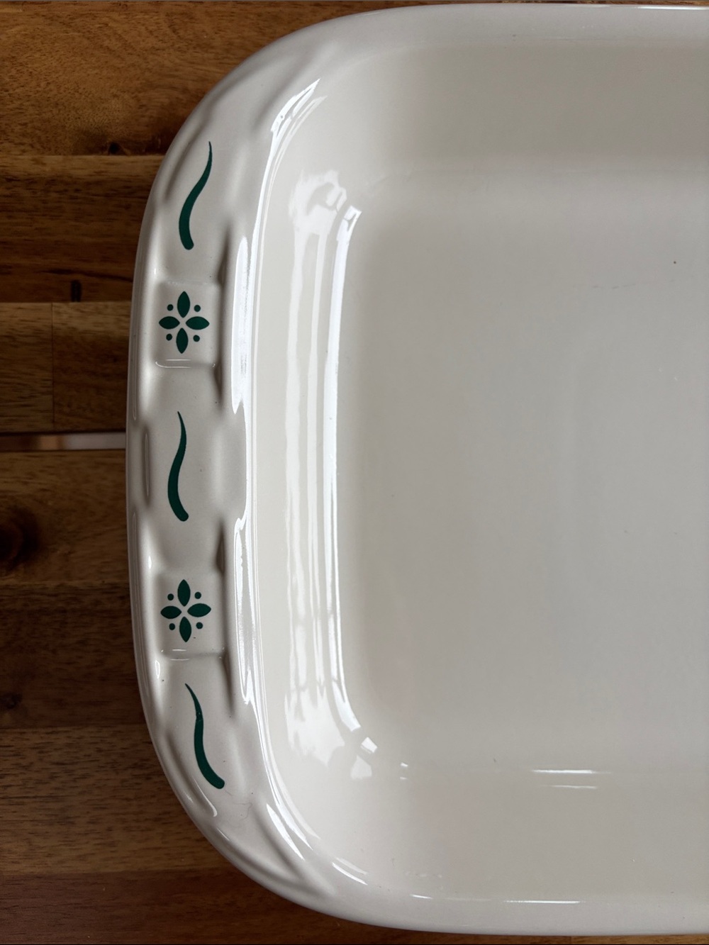 Longaberger Woven Traditional 9x13” Baking Dish with Green Accents USA - Picture 3 of 4